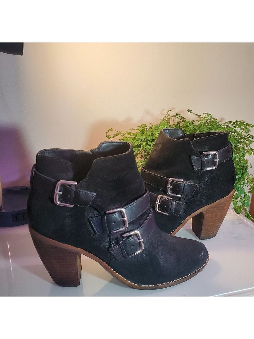 DOLCE VITA - DV Black Suede Bootie with 3.5 IN Stacked Heel & 3 Leather …